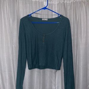 Cotton On dark teal long sleeve cropped sweater